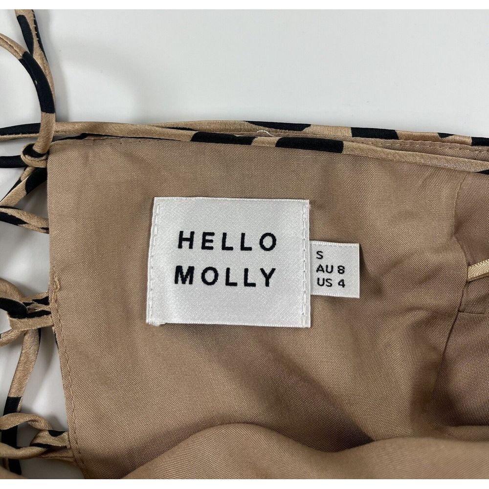 Hello Molly Beige Slip Midi Dress with Black Leaf Print - Picture 6 of 8